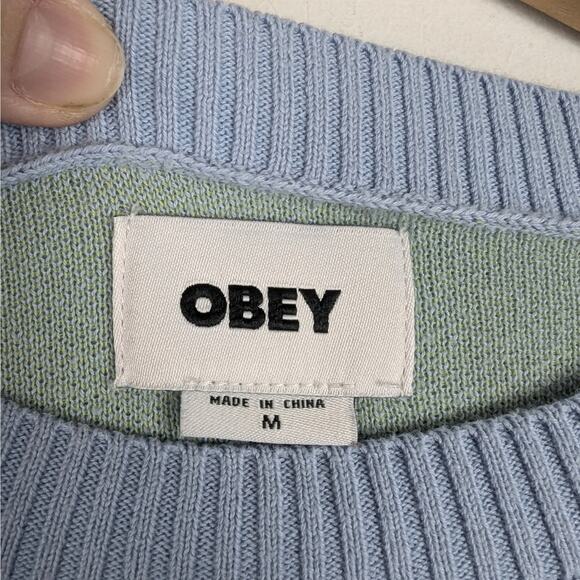 Obey Men's Effect Butterfly Sweater in Iris Flower Size Medium Artsy Pastel - Picture 6 of 8